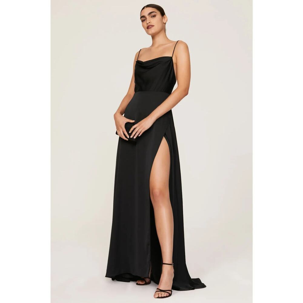Fame And Partners Rosabel Dress Sleeveless Cowl Neck Formal Evening Gown Black 6